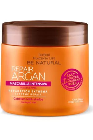 Be Natural REPAIR ARGAN mascarilla intensiva. Reparadoras. Tipo de Cabello: Cabello Dañado. Formulación: Sin Parabenos, Sin Sulfatos. Tendencias: Argán. Ingredientes: Argán