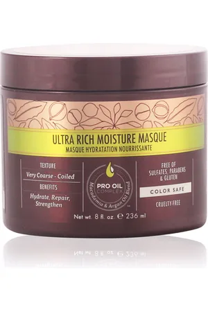 Macadamia ULTRA RICH MOISTURE masque. Hidratantes y nutritivas. Tipo de Cabello: Cabello Seco, Cabello Dañado, Cabello Rizado. Formulación: Sin Parabenos, Sin Sulfatos. Tendencias: Aminoácidos, Vitamina E, Vitamina C. Ingredientes: Vitamina C