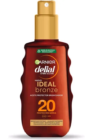 Garnier ACEITE PROTECTOR dorado sublime SPF20 spray. Protector solar corporal. Texturas: Fluido. Formato: Spray. Protección SPF: Media SPF 20. Green Beauty: Cruelty Free