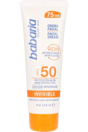 Babaria SOLAR ADN INVISIBLE crema solar facial SPF50. Protector solar facial. Tipo de Piel: Todo Tipo de Pieles. Texturas: Crema. Protección SPF: Alta SPF 50. Tendencias: Skinimalism
