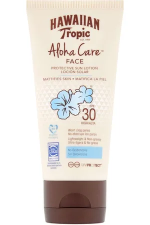 Hawaiian Tropic ALOHA CARE FACE sun lotion SPF30. Protector solar facial. Edad: Entre 18 y 25 años, Entre 26 y 35 años, Entre 36 y 50 años, Más de 50 años, Menos de 18 años. Tipo de Piel: Todo Tipo de Pieles. Texturas: Loción. Protección SPF: Alta SPF 30.