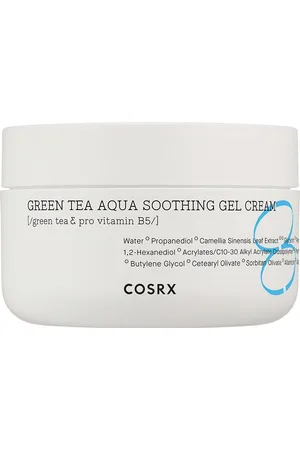 COSRX GREEN TEA aqusa soothing gel cream. Tratamiento Facial Hidratante. Edad: Entre 18 y 25 años, Entre 26 y 35 años, Entre 36 y 50 años, Más de 50 años. Tipo de Piel: Grasa, Acneica. Texturas: Crema, Gel. Ingredientes: Té Verde. Green Beauty: V