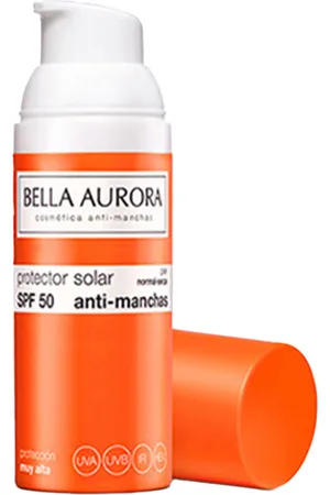 Bella Aurora SOLAR anti-manchas piel normal-seca SPF50+. Protector solar facial. Tipo de Piel: Seca, Normal. Texturas: Fluido. Formato: Dosificador. Protección SPF: Muy alta SPF 50 +. Tendencias: Skinimalism