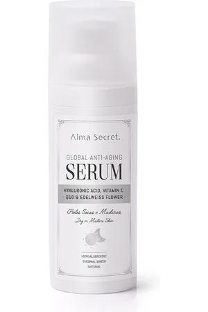 Alma Secret GLOBAL ANTI-AGING serum con flor de edelweiss. Tratamiento Facial Reafirmante Antiarrugas y Antiedad. Edad: Entre 26 y 35 años, Entre 36 y 50 años, Más de 50 años. Tipo de Piel: Seca, Todo Tipo de Pieles. Texturas: Sérum. Formato: Dosificad