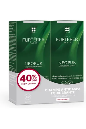 RENE FURTERER NEOPUR MICROBIOME EXPERT champú anticaspa seca duo. Champú anticaspa. Tipo de Cabello: Cabello Seco. Texturas: Crema, Gel. Formulación: Sin Sulfatos, Sin Siliconas. Green Beauty: Ingredientes naturales, Packaging sostenible. Producto de Par