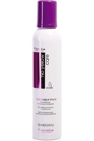 Fanola NO YELLOW incredible foam. Acondicionador color . Tipo de Cabello: Cabello Teñido, Cabello con Mechas, Cabello Rubio. Texturas: Espuma/Mousse