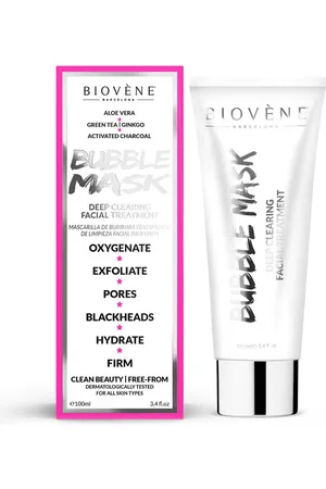 Biovène BUBBLE MASK deep clearing facial treatment. Mascarilla Facial. Tipo de Piel: Grasa, Todo Tipo de Pieles, Normal/Mixta. Formulación: Sin Parabenos. Green Beauty: Ingredientes naturales, Vegano, Cruelty Free