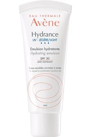 Avène HYDRANCE UV emulsión hidratante ligera. Tratamiento Facial Antioxidante. Tipo de Piel: Mixta, Sensible. Tratamiento: Día. Texturas: Emulsión. Formulación: Hipoalergénico, Sin Parabenos, No Comedogénico, Sin Fragancia. Producto de Parafarmac