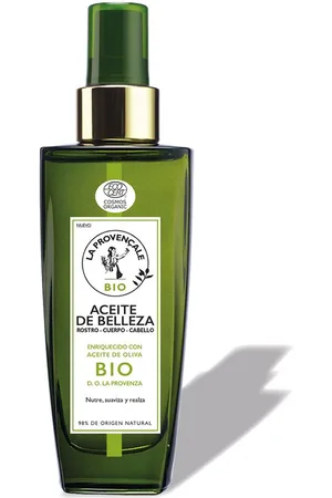 La Provencale Bio ACEITE DE BELLEZA BIO rostro-cuerpo-cabello. Tratamiento Facial Hidratante. Tipo de Piel: Todo Tipo de Pieles. Tipo de Cabello: Todo Tipo de Cabello. Texturas: Aceite. Formulación: No Comedogénico. Green Beauty: Ingredientes naturales, ECO.