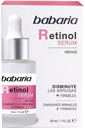 Babaria RETINOL serum antiarrugas. Antiarrugas y Antiedad. Edad: Entre 36 y 50 años, Más de 50 años. Tipo de Piel: Todo Tipo de Pieles. Texturas: Sérum. Formulación: Hipoalergénico. Formato: Dosificador. Tendencias: Retinol. Ingredientes: Retinol