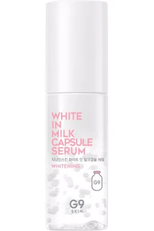 G9skin WHITE IN MILK capsule serum whitening. Cremas Antimanchas - Efecto flash. Edad: Entre 26 y 35 años, Entre 36 y 50 años, Más de 50 años. Tipo de Piel: Seca, Todo Tipo de Pieles. Texturas: Sérum. Tendencias: Cosmética Coreana