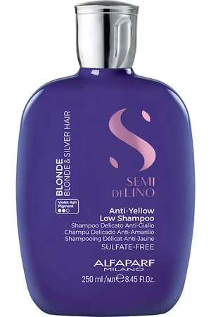 Alfaparf SEMI DI LINO blonde & silver low shampoo. Champú color - Protección grises-blancos. Tipo de Cabello: Cabello Teñido, Cabello Rubio. Texturas: Espuma/Mousse. Green Beauty: Vegano