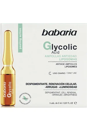 Babaria GLYCOLIC ACID renovación celular ampollas. Cremas Antiarrugas y Antiedad - Tratamiento Acné, Poros y puntos negros. Edad: Entre 26 y 35 años, Entre 36 y 50 años, Más de 50 años. Tipo de Piel: Todo Tipo de Pieles. Formato: Monodosis. Tendenc