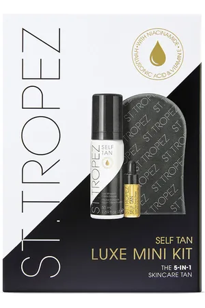 St. Tropez SELF TAN LUXE MINI LOTE. Lotes y Sets. Tipo de Piel: Sensible, Todo Tipo de Pieles. Texturas: Espuma/Mousse. Green Beauty: Ingredientes naturales, Vegano, Cruelty Free. Formato: Dosificador. Tendencias: Vitamina E, Ácido Hialurónico, Niacin