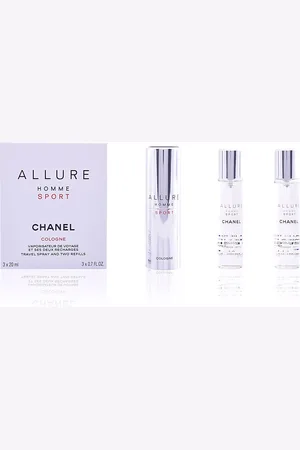 CHANEL ALLURE HOMME SPORT COLOGNE travel spray 2 Recargas. Eau de Cologne - Colonia - Recargable. Familias Olfativas: Cítrica, Aromática. Green Beauty: Packaging sostenible, Recarga y rellenable
