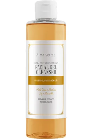Alma Secret FACIAL GEL CLEANSER suave y calmante caléndula & manzanilla. Limpiador facial. Tipo de Piel: Todo Tipo de Pieles. Texturas: Gel. Formulación: Sin Sulfatos, Sin Alcohol. Formato: Dosificador. Tendencias: Caléndula. Green Beauty: Vegano, Crue