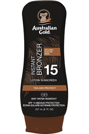 Australian Gold LOTION SUNSCREEN with bronzer SPF15. Protector solar corporal. Tipo de Piel: Todo Tipo de Pieles. Texturas: Loción. Formulación: Sin Parabenos, Sin Alcohol. Otras Características: Waterproof. Protección SPF: Media SPF 15. Green Beauty: Crue