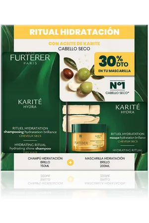 RENE FURTERER KARITÉ HYDRA CHAMPÚ HIDRATACIÓN + MASCARILLA ESTUCHE. Champú brillo Champú hidratante. Tipo de Cabello: Cabello Seco. Texturas: Espuma/Mousse. Green Beauty: Ingredientes naturales. Formulación: Sin Siliconas. Formato: Dosificador. Producto