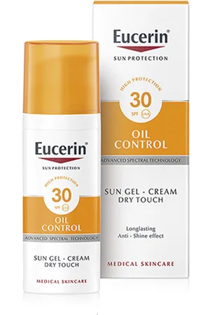 Eucerin SUN PROTECTION oil dry touch gel-crema SPF30. Protector solar facial. Edad: Entre 18 y 25 años, Entre 26 y 35 años, Entre 36 y 50 años, Más de 50 años, Menos de 18 años. Tipo de Piel: Grasa, Acneica. Texturas: Crema. Producto de Parafarmaci