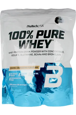 BiotechUSA 100%PURE WHEY. Proteínas. Alérgenos alimentación: Sin gluten, Sin azúcar. Sabores: Capuccino, Caramelo