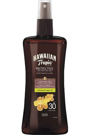 Hawaiian Tropic COCONUT & ARGAN dry oil SPF30 spray. Protector solar corporal. Tipo de Piel: Todo Tipo de Pieles. Texturas: Aceite. Formato: Spray. Tendencias: Argán. Ingredientes: Argán. Protección SPF: Alta SPF 30. Green Beauty: Cruelty Free