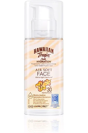 Hawaiian Tropic SILK HYDRATION AIR SOFT FACE lotion SPF30. Protector solar facial. Tipo de Piel: Todo Tipo de Pieles. Texturas: Loción. Protección SPF: Alta SPF 30. Green Beauty: Cruelty Free