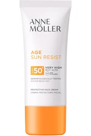 Anne Möller ÂGE SUN RESIST cream SPF50+. Protector solar facial. Edad: Entre 18 y 25 años, Entre 26 y 35 años, Entre 36 y 50 años, Más de 50 años. Tipo de Piel: Todo Tipo de Pieles. Texturas: Crema. Otras Características: Waterproof. Protección SPF: Mu