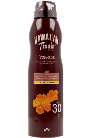 Hawaiian Tropic COCONUT & MANGO dry oil SPF30 spray. Protector solar corporal. Tipo de Piel: Todo Tipo de Pieles. Texturas: Aceite. Formato: Spray. Protección SPF: Alta SPF 30. Green Beauty: Cruelty Free