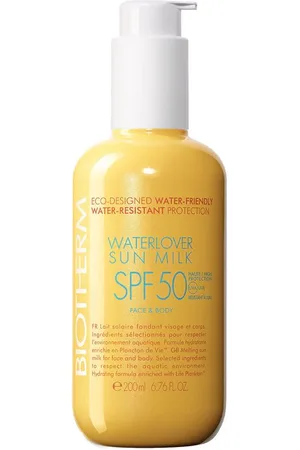 Biotherm SUN WATERLOVER sun milk SPF50. Protector solar corporal. Tipo de Piel: Todo Tipo de Pieles. Texturas: Leche. Green Beauty: Ocean respect. Protección SPF: Alta SPF 50