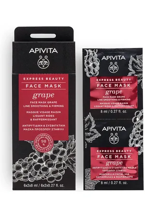 APIVITA Express Beauty Mascarilla facial antiarrugas y reafirmante con uva. Mascarilla Facial. Edad: Entre 36 y 50 años, Más de 50 años. Tipo de Piel: Todo Tipo de Pieles. Texturas: Crema. Green Beauty: Ingredientes naturales. Formato: Monodosis. P