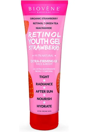 Biovène GEL RETINOL JUVENTUD FRESA reafirmante facial y corporal extra. Tratamiento Facial Hidratante. Tipo de Piel: Seca. Texturas: Gel. Tendencias: Retinol, Skinimalism. Ingredientes: Retinol. Green Beauty: Cruelty Free