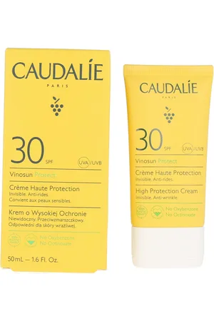 Caudalie VINOSUN crema de alta protección SPF30. Protector solar facial. Tipo de Piel: Sensible, Todo Tipo de Pieles. Texturas: Crema. Formulación: Sin Parabenos, Sin Sulfatos, Sin Fragancia. Green Beauty: Ingredientes naturales, Ocean respect, Vega