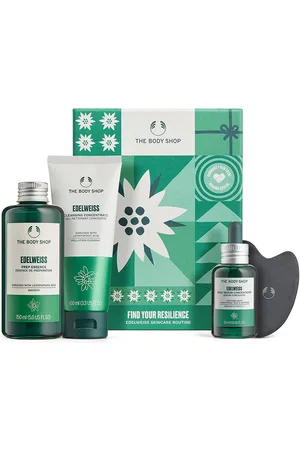 THE BODY SHOP EDELWEISS ESTUCHE. Exfoliante facial. Tipo de Piel: Sensible, Todo Tipo de Pieles. Texturas: Gel. Green Beauty: Ingredientes naturales, Vegano, Packaging sostenible, Cruelty Free. Formato: Dosificador. Tendencias: Skinimalism