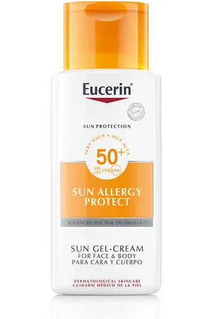 Eucerin SUN ALLERGY PROTECT gel crema SPF50+. Protector solar facial. Edad: Entre 18 y 25 años, Entre 26 y 35 años, Entre 36 y 50 años, Más de 50 años, Menos de 18 años. Tipo de Piel: Sensible, Todo Tipo de Pieles. Texturas: Crema, Gel. Producto de