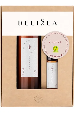 Delisea CORAL VEGAN EAU PARFUM LOTE. Perfume. Familias Olfativas: Cítrica. Green Beauty: Vegano, Packaging sostenible, Producto solidario