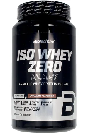 BiotechUSA ISO WHEY ZERO BLACK. Proteínas. Sabores: Vainilla, Chocolate, Fresa. Alérgenos alimentación: Sin gluten, Sin lactosa. Tendencias: Vainilla