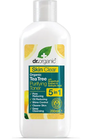 Dr Organic SKIN CLEAR tónico purificante. Tónico facial. Tipo de Piel: Grasa, Acneica. Texturas: Líquido. Tendencias: Ácido salicílico, Árbol de té