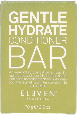 Eleven GENTLE HYDRATE conditioner bar. Hidratantes y nutritivos. Tipo de Cabello: Todo Tipo de Cabello. Texturas: Gel. Formulación: Sin Parabenos, Sin Sulfatos, Sin Siliconas. Formato: Pastilla de Jabón. Tendencias: Argán, Avena, Aceite de oliva,