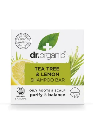 Dr Organic ÁRBOL DEL TÉ Y LIMÓN champú sólido. Champú purificante - Champú sólido. Tipo de Cabello: Cabello Graso. Formulación: Sin Parabenos. Formato: Pastilla de Jabón. Tendencias: Árbol de té, Limón. Green Beauty: Vegano, Zero Waste