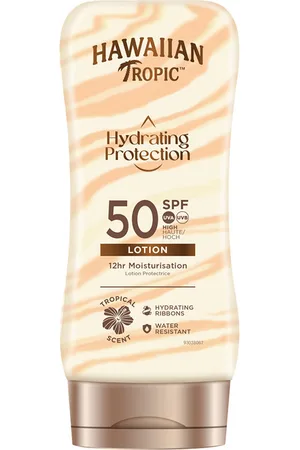Hawaiian Tropic SILK HYDRATING PROTECTION sun lotion SPF50. Protector solar corporal. Texturas: Loción. Tendencias: Glicerina. Otras Características: Waterproof. Protección SPF: Alta SPF 50. Green Beauty: Cruelty Free