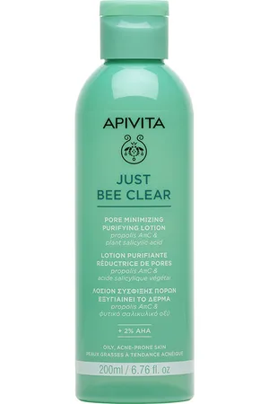 APIVITA JUST BEE CLEAR Loción Purificante Minimizadora de Poros para pieles grasas. Tratamiento Acné, Poros y puntos negros - Tratamiento Matificante. Tipo de Piel: Grasa, Sensible, Acneica. Texturas: Loción. Formulación: No Comedogénico. Producto