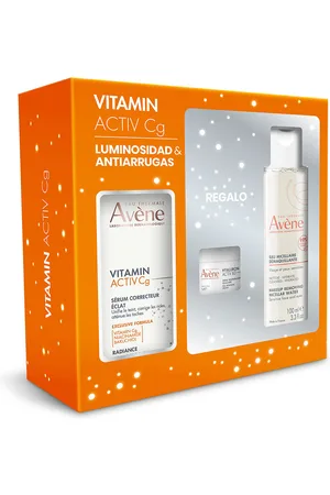 Avène VITAMIN ACTIV CG SÉRUM + MICELAR + CREMA ESTUCHE. Set cosmética facial. Edad: Entre 26 y 35 años, Entre 36 y 50 años, Más de 50 años. Texturas: Sérum. Green Beauty: Ingredientes naturales, Vegano. Formato: Dosificador. Producto de Parafarma