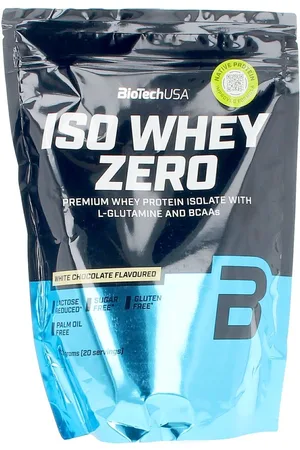 BiotechUSA ISO WHEY ZERO. Proteínas. Sabores: Vainilla, Limón, Chocolate, Chocolate blanco, Cookies & cream, Fresa, Plátano, Tarta de queso, Tiramisú. Alérgenos alimentación: Sin gluten, Sin lactosa, Sin azúcar