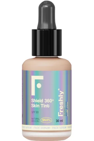 Freshly Cosmetics SHIELD 360 sérum con color SPF30. Antiarrugas y Antiedad - Antimanchas - Protector solar facial. Tipo de Piel: Todo Tipo de Pieles. Texturas: Sérum. Green Beauty: Ingredientes naturales, Vegano, Cruelty Free. Formato: Dosificador. Protecció