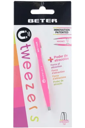 Beter Pinza depilar magnética punta recta #fucsia. Pinzas de depilar