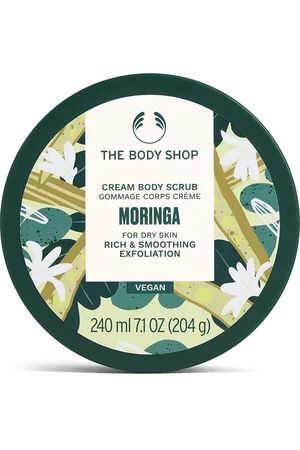 THE BODY SHOP MORINGA body scrub. Exfoliante corporal. Tipo de Piel: Seca. Texturas: Crema. Green Beauty: Ingredientes naturales, Vegano, Cruelty Free