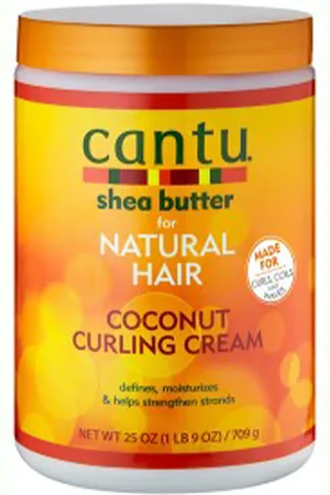 Cantu FOR NATURAL HAIR coconut curling cream. Hidratantes y nutritivos. Tipo de Cabello: Cabello Rizado. Texturas: Crema. Formulación: Sin Parabenos, Sin Sulfatos, Sin Siliconas. Otras Características: Sin Aclarado. Tendencias: Coco, Método Curly