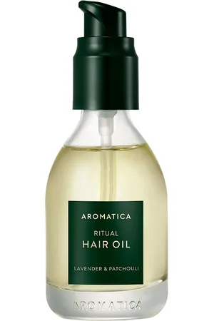 Aromatica LAVENDER & PATCHOULI ritual hair oil. Tratamiento hidratante pelo - Tratamiento reparacion pelo. Tipo de Cabello: Cabello Seco, Cabello Dañado. Texturas: Aceite. Formulación: Sin Siliconas. Formato: Dosificador. Tendencias: Argán, Cosmética