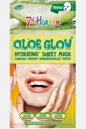 7th Heaven ALOE GLOW mascarilla de tela hidratante. Tratamiento Facial Hidratante. Green Beauty: Vegano