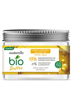 Eudermin BIO BUTTER hidratante corporal tarro. Hidratante corporal. Tipo de Piel: Seca, Normal. Texturas: Crema. Green Beauty: Ingredientes naturales